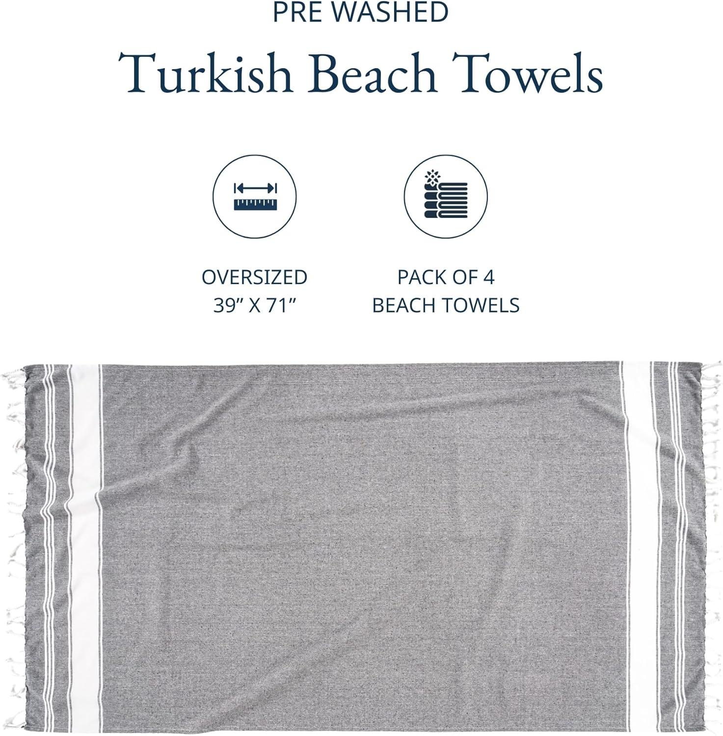 imageLANE LINEN Beach Towels for Women 2 Pack Oversized PreWashed NoShrink SandFree Quick Dry Lightweight Travel Beach Towels for Pool ampamp Shore Soft and Absorbent 39quotx71quot Sky BlueSmoky Black