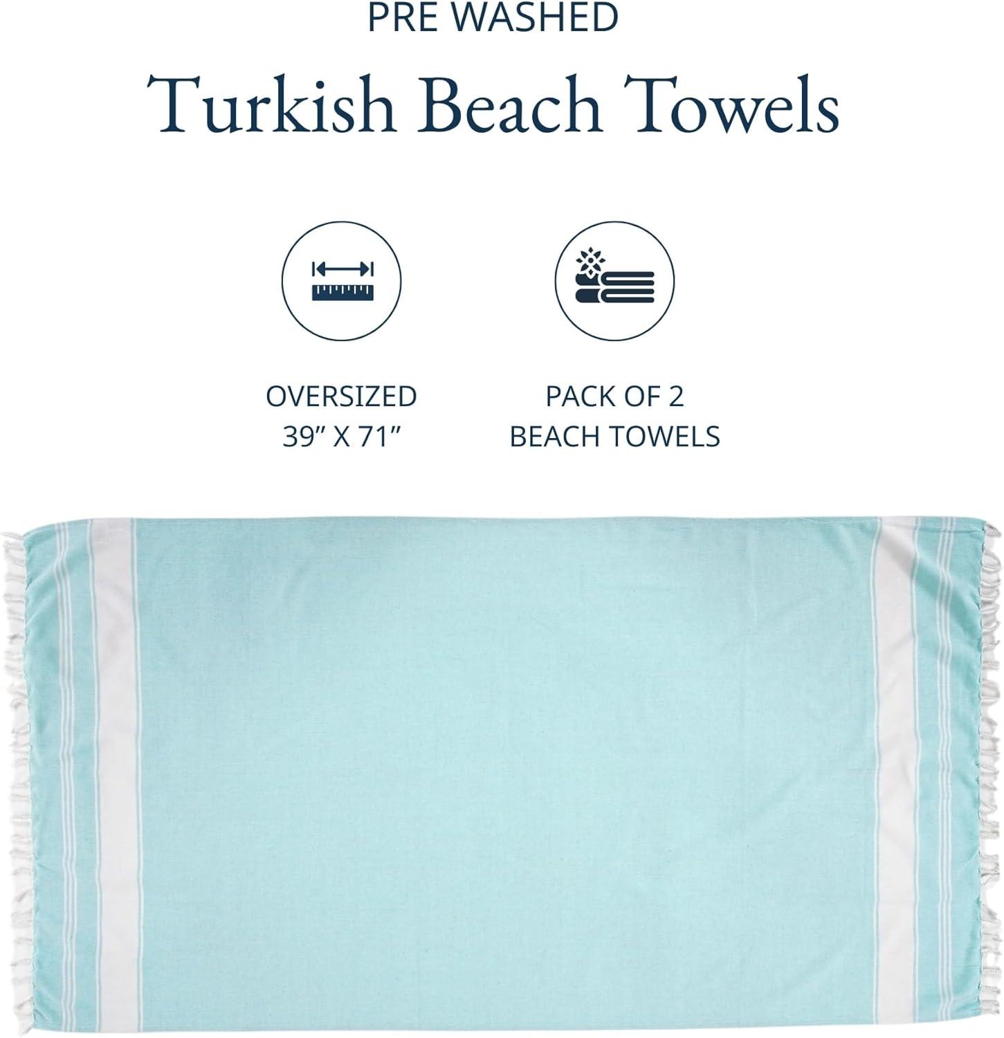 imageLANE LINEN Large Pool Towels XL Beach Towel PreWashed No Shrink Quick Dry Oversized Beach Towels Stylish Beach Towel for Women Sand Free Towel 39quotx71quot GreyAqua