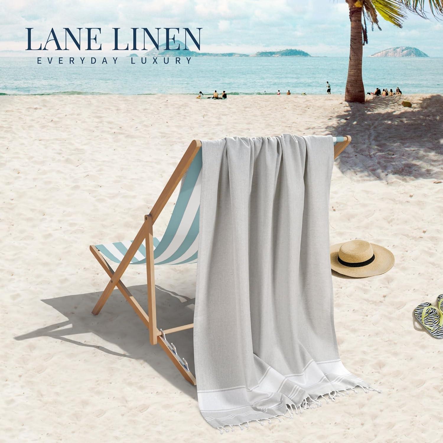 imageLANE LINEN Large Pool Towels XL Beach Towel PreWashed No Shrink Quick Dry Oversized Beach Towels Stylish Beach Towel for Women Sand Free Towel 39quotx71quot GreyGrey
