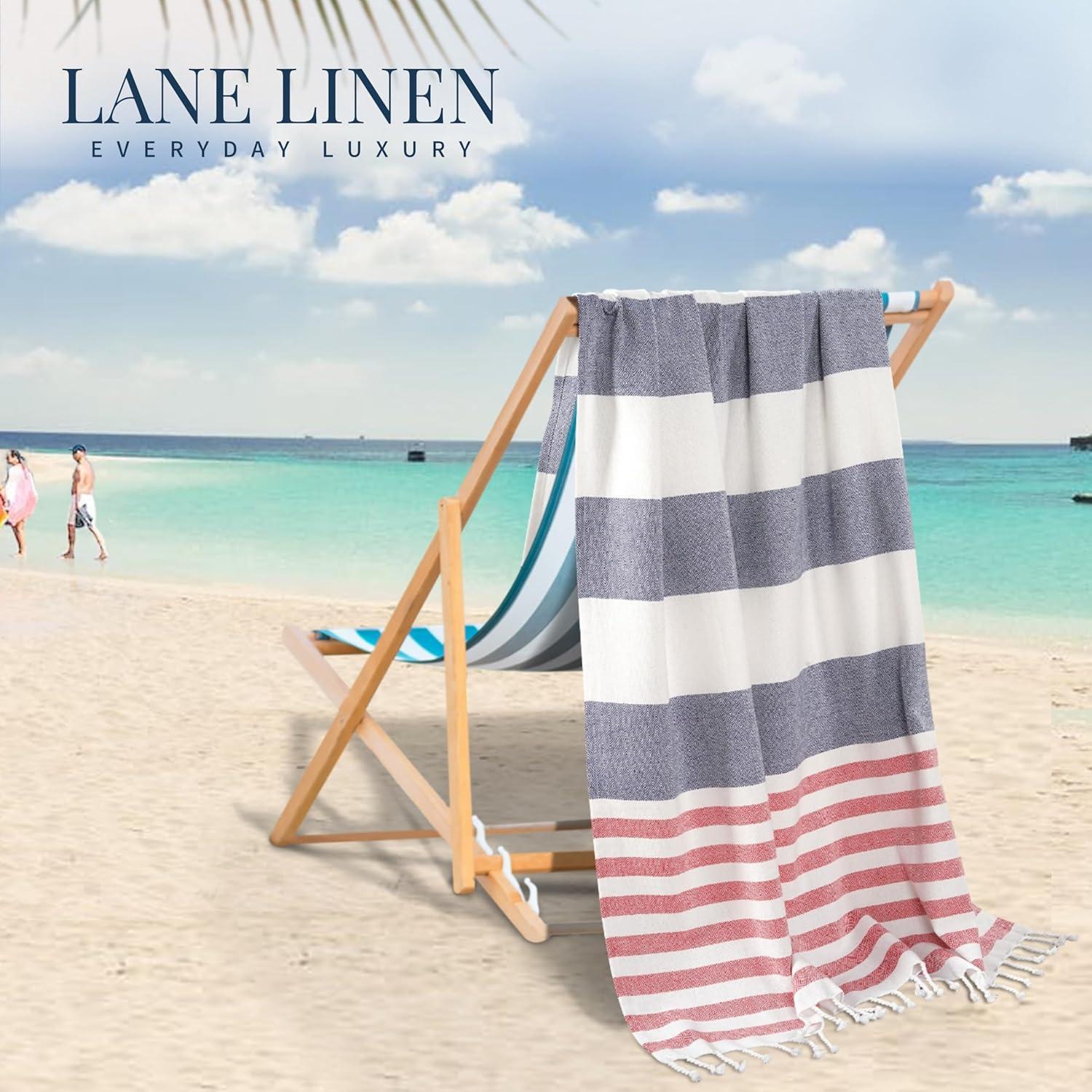 imageLANE LINEN Large Pool Towels XL Beach Towel PreWashed No Shrink Quick Dry Oversized Beach Towels Stylish Beach Towel for Women Sand Free Towel 39quotx71quot GreyOld Glory Pink