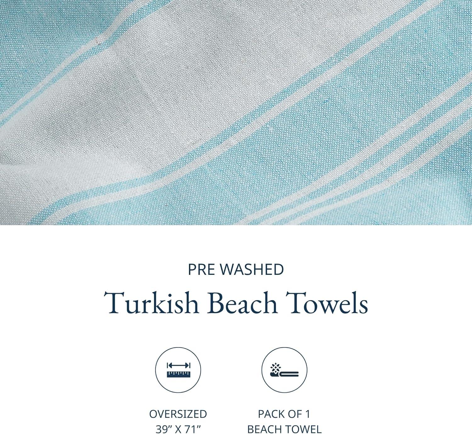 imageLANE LINEN Large Pool Towels XL Beach Towel PreWashed No Shrink Quick Dry Oversized Beach Towels Stylish Beach Towel for Women Sand Free Towel 39quotx71quot GreyAqua