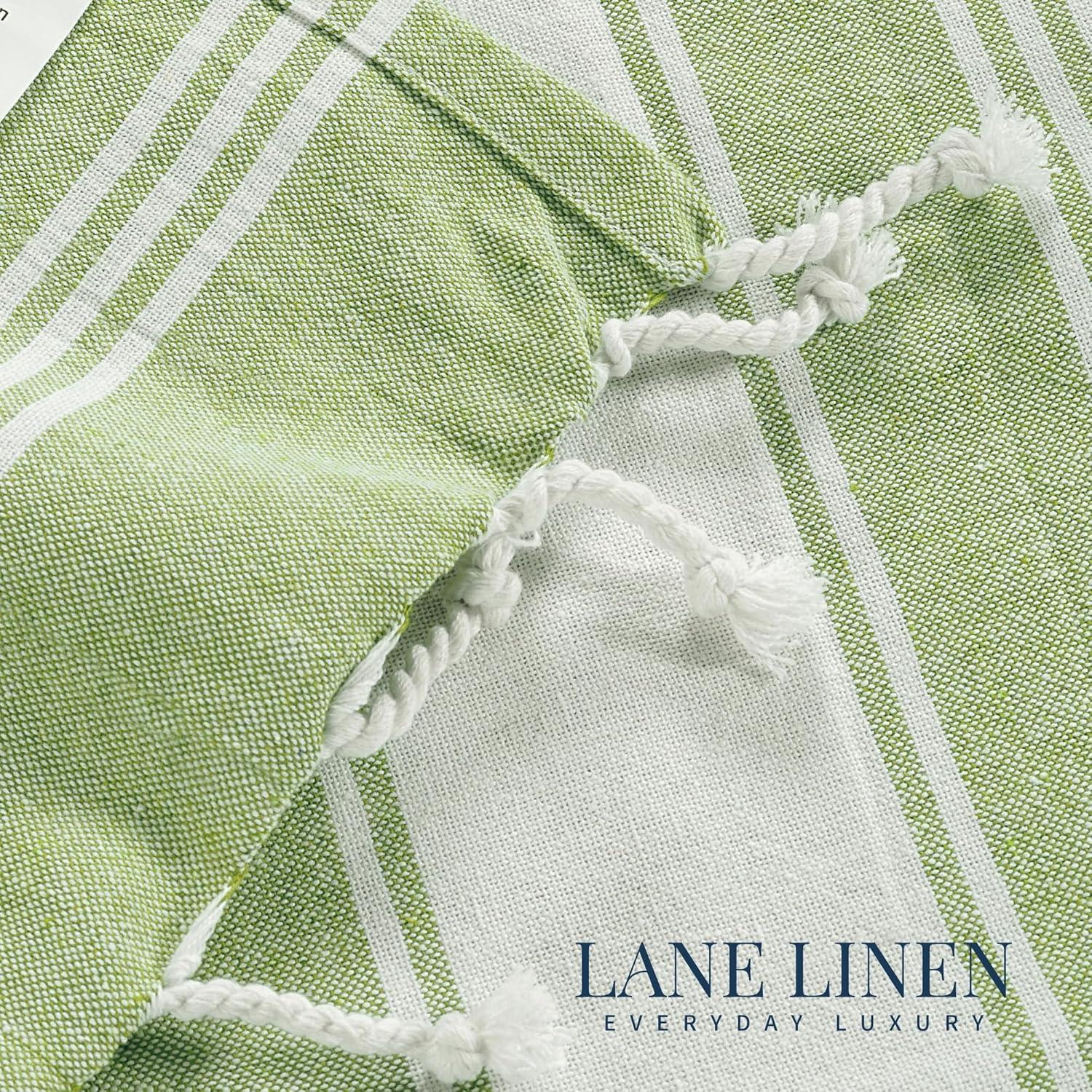 imageLANE LINEN Large Pool Towels XL Beach Towel PreWashed No Shrink Quick Dry Oversized Beach Towels Stylish Beach Towel for Women Sand Free Towel 39quotx71quot GreyJade Lime