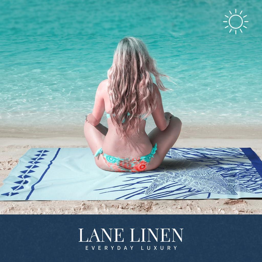 imageLANE LINEN Large Pool Towels XL Beach Towel PreWashed No Shrink Quick Dry Oversized Beach Towels Stylish Beach Towel for Women Sand Free Towel 39quotx71quot GreyStarfish Turtle