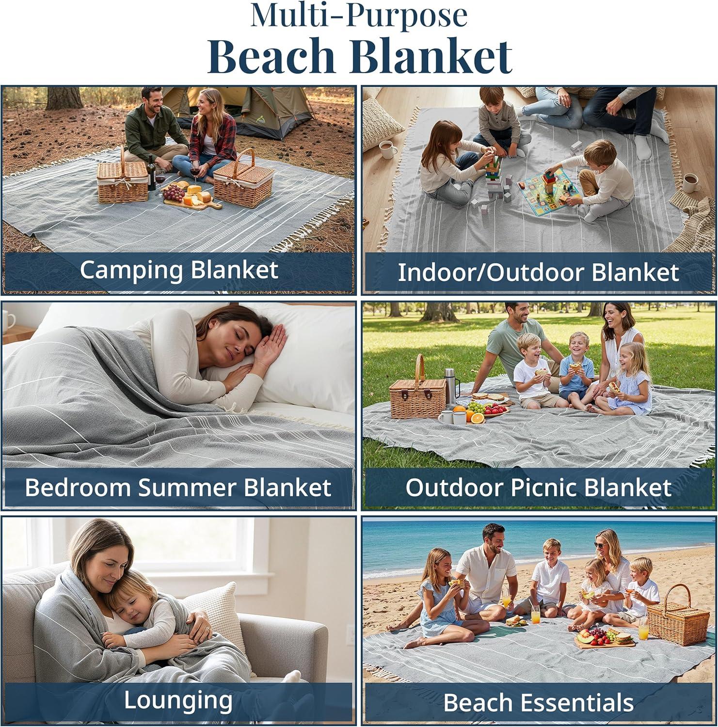 imageLANE LINEN Large Pool Towels XL Beach Towel PreWashed No Shrink Quick Dry Oversized Beach Towels Stylish Beach Towel for Women Sand Free Towel 39quotx71quot GreyGrey
