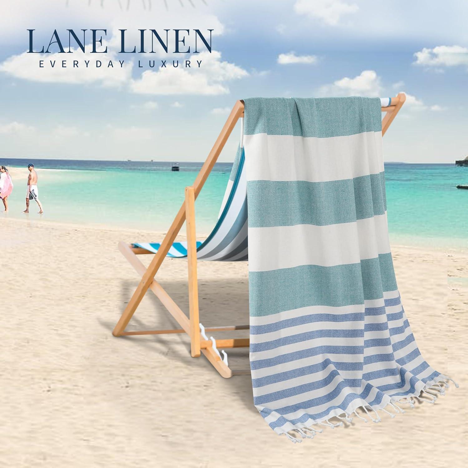 imageLANE LINEN Large Pool Towels XL Beach Towel PreWashed No Shrink Quick Dry Oversized Beach Towels Stylish Beach Towel for Women Sand Free Towel 39quotx71quot GreyOld Glory Teal