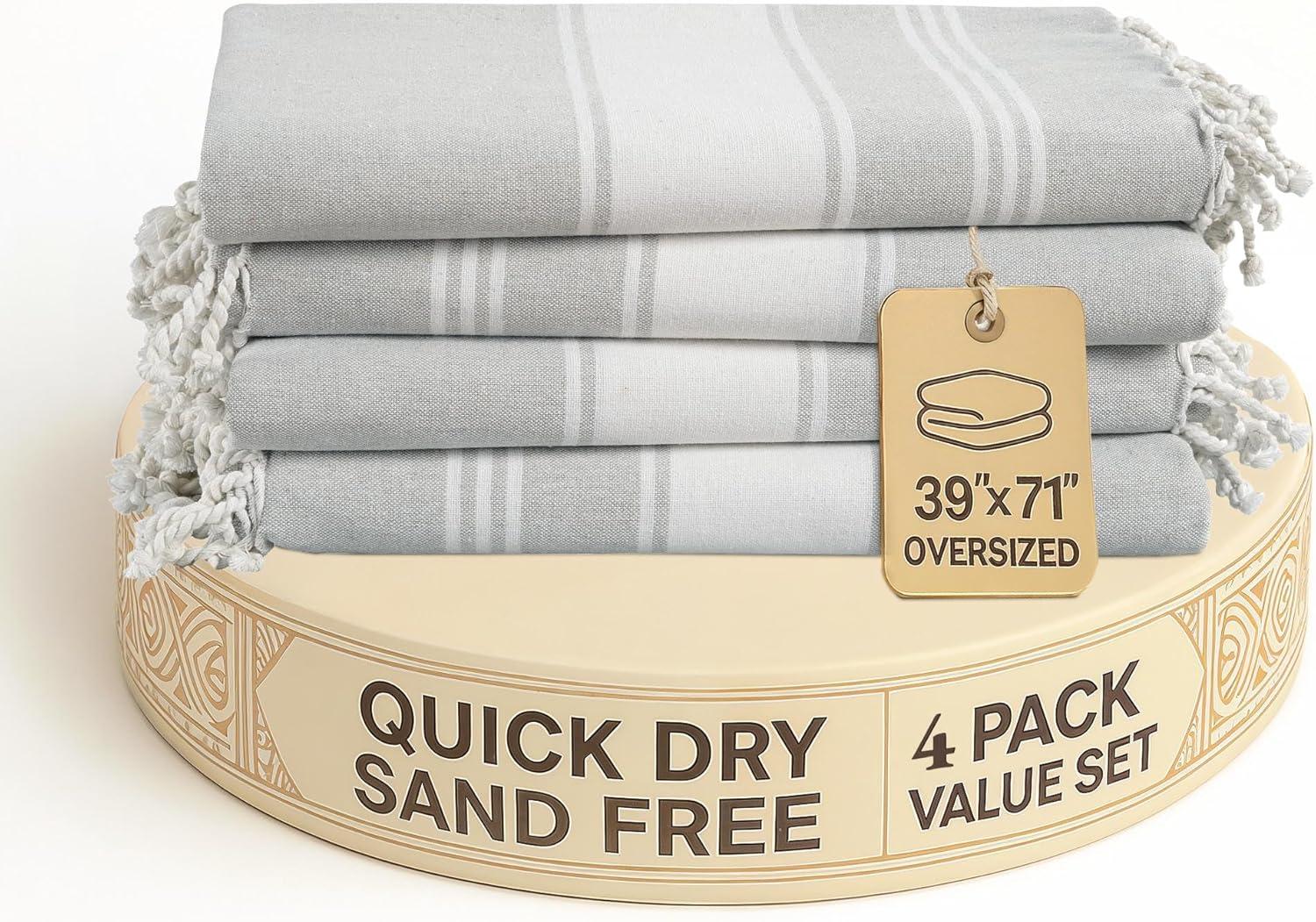 imageLANE LINEN Large Pool Towels XL Beach Towel PreWashed No Shrink Quick Dry Oversized Beach Towels Stylish Beach Towel for Women Sand Free Towel 39quotx71quot GreyGrey