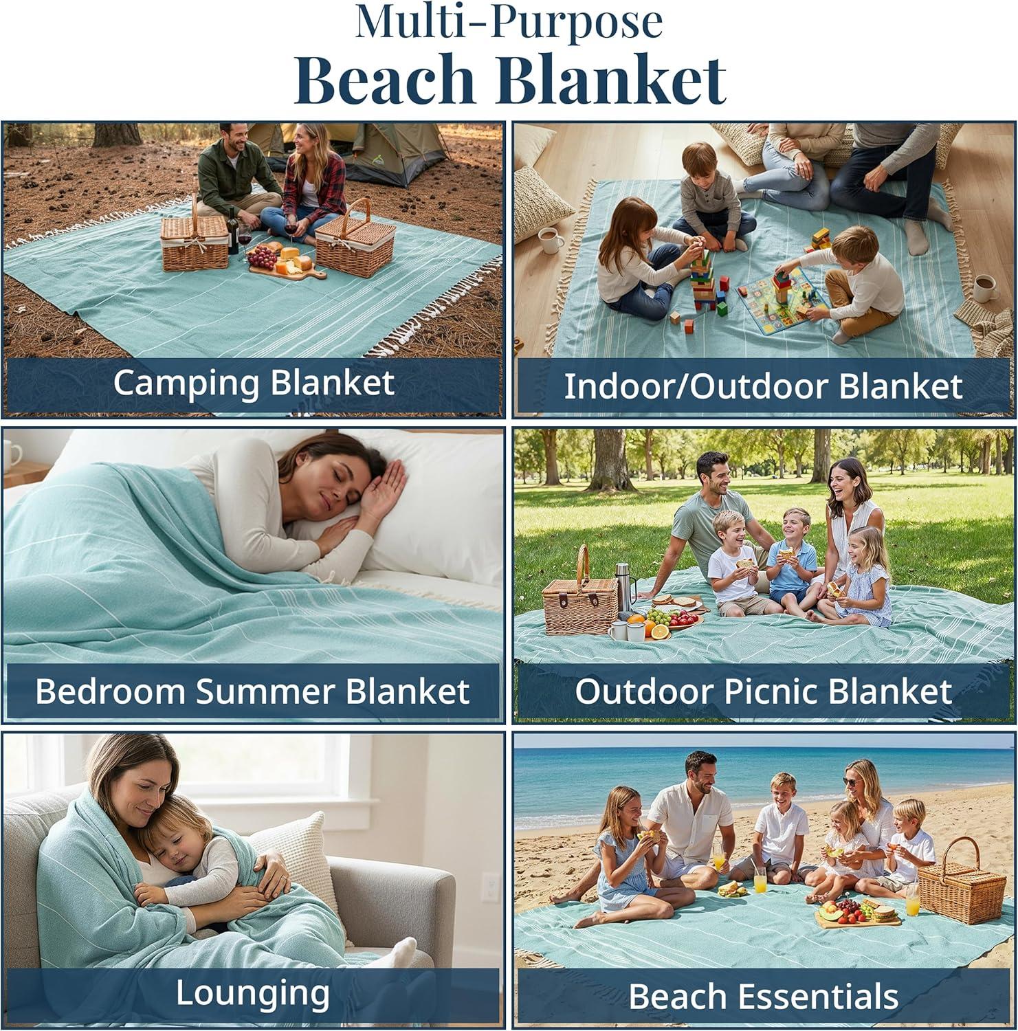 imageLANE LINEN Large Pool Towels XL Beach Towel PreWashed No Shrink Quick Dry Oversized Beach Towels Stylish Beach Towel for Women Sand Free Towel 39quotx71quot GreyAqua