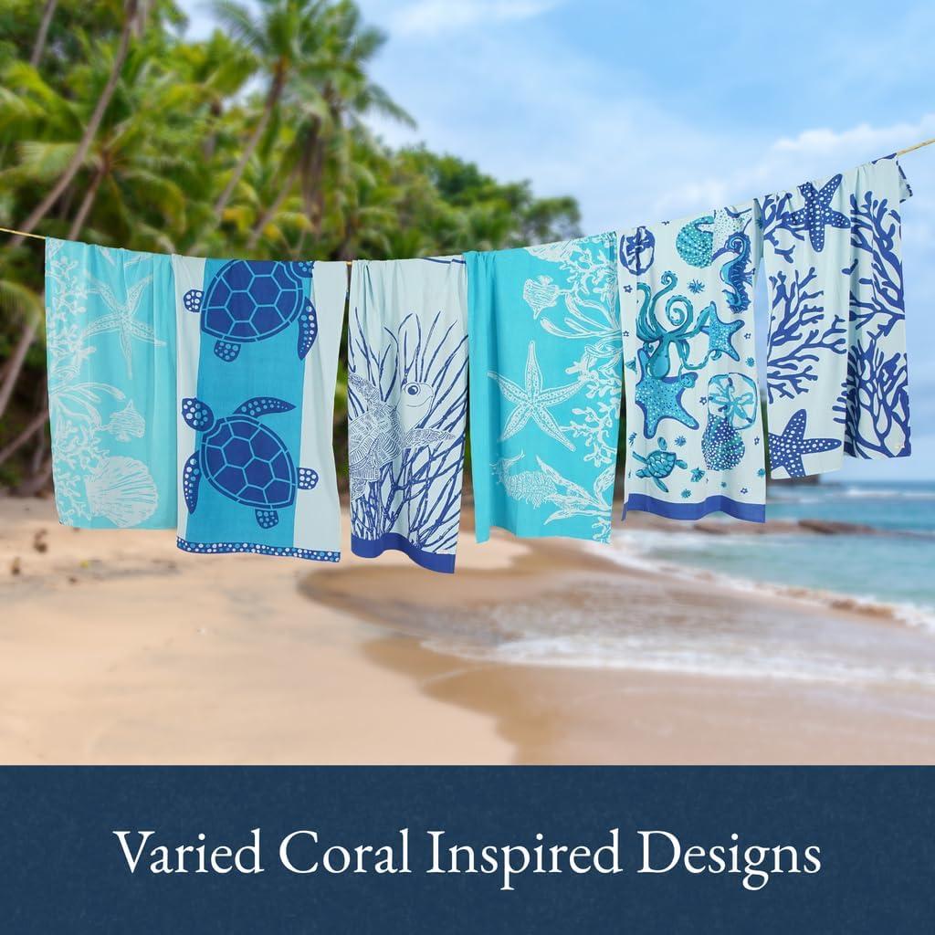 imageLANE LINEN Large Pool Towels XL Beach Towel PreWashed No Shrink Quick Dry Oversized Beach Towels Stylish Beach Towel for Women Sand Free Towel 39quotx71quot GreyStarfish Turtle