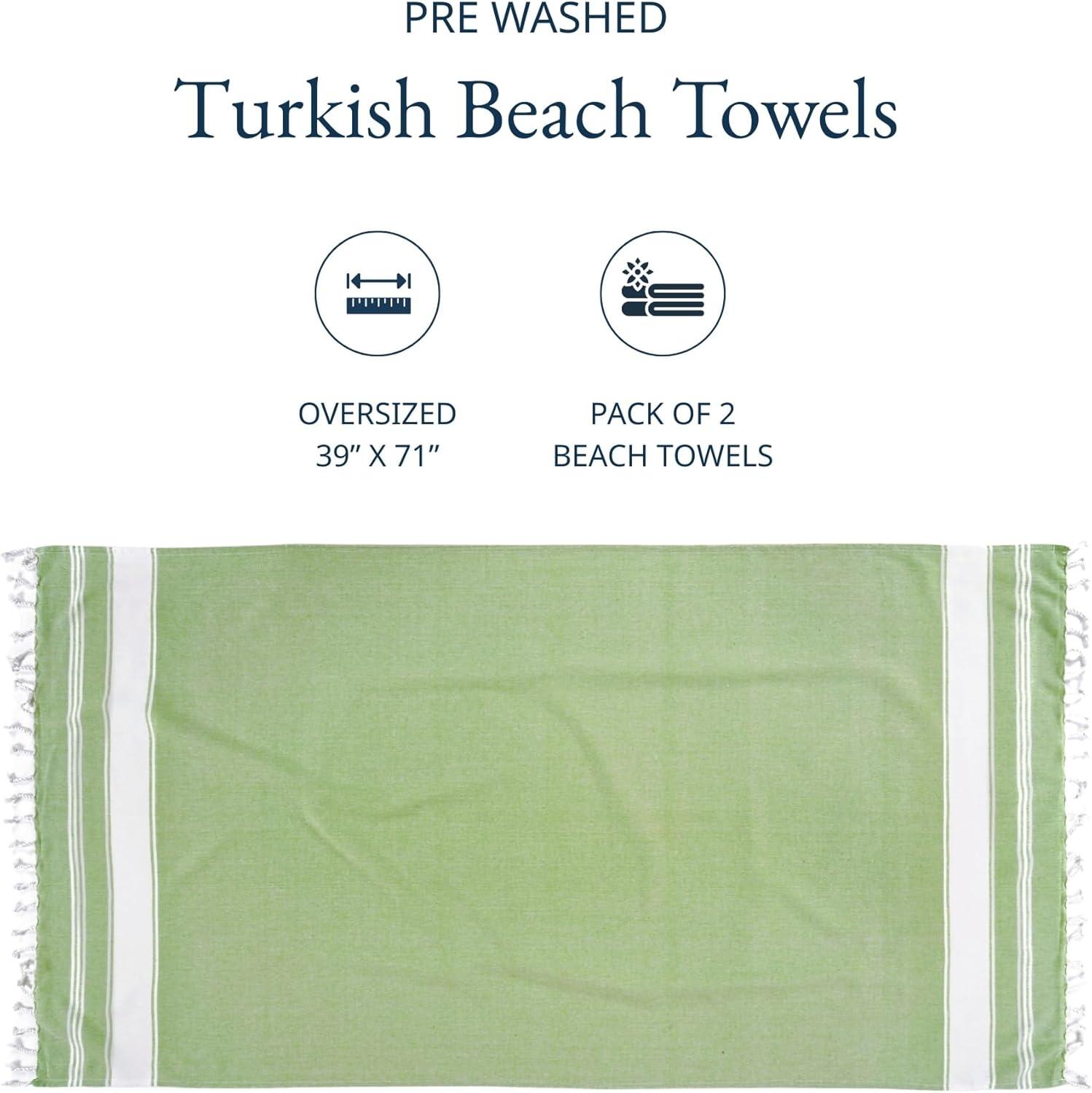 imageLANE LINEN Large Pool Towels XL Beach Towel PreWashed No Shrink Quick Dry Oversized Beach Towels Stylish Beach Towel for Women Sand Free Towel 39quotx71quot GreyJade Lime