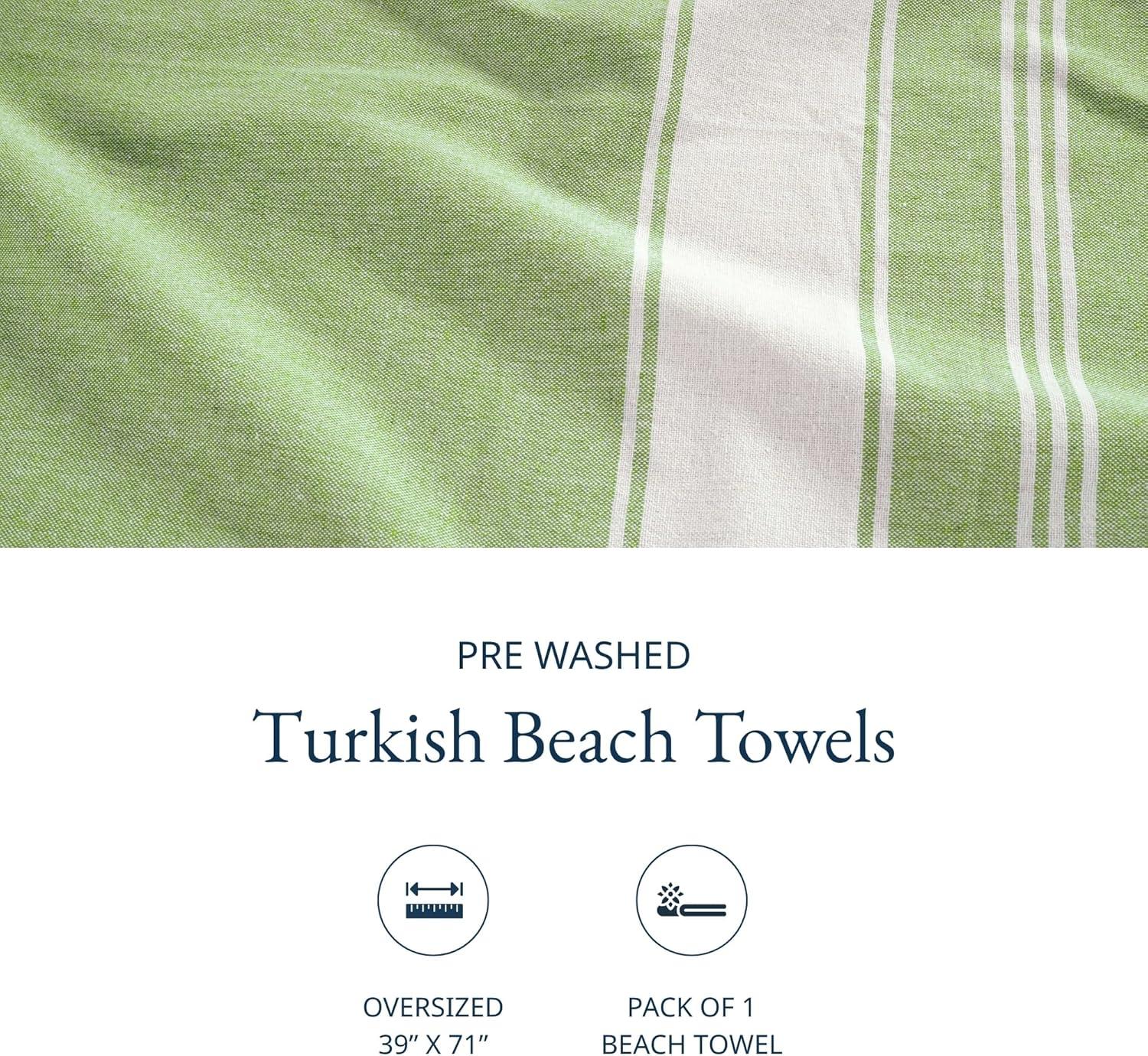 imageLANE LINEN Large Pool Towels XL Beach Towel PreWashed No Shrink Quick Dry Oversized Beach Towels Stylish Beach Towel for Women Sand Free Towel 39quotx71quot GreyJade Lime