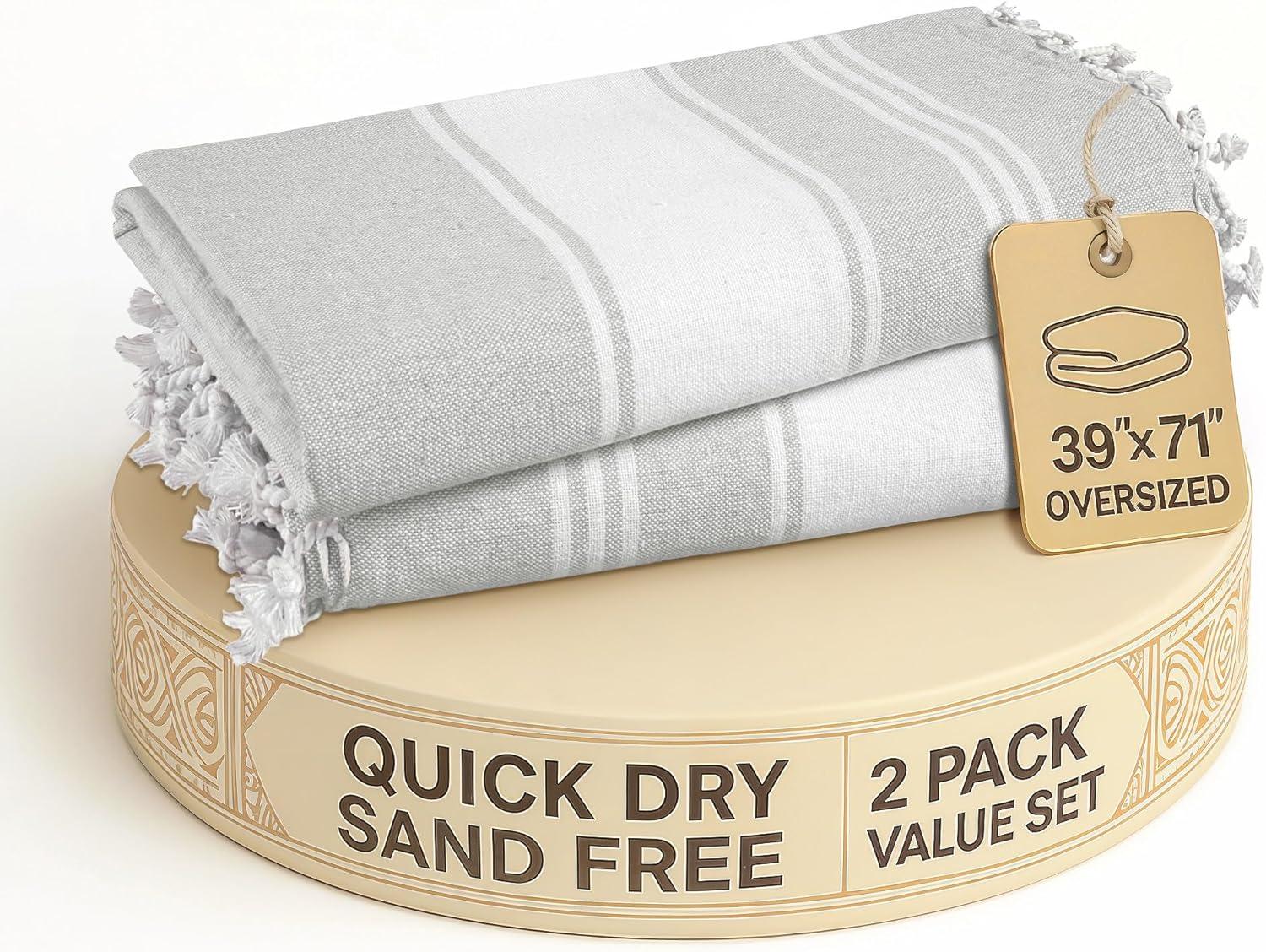imageLANE LINEN Large Pool Towels XL Beach Towel PreWashed No Shrink Quick Dry Oversized Beach Towels Stylish Beach Towel for Women Sand Free Towel 39quotx71quot GreyGrey