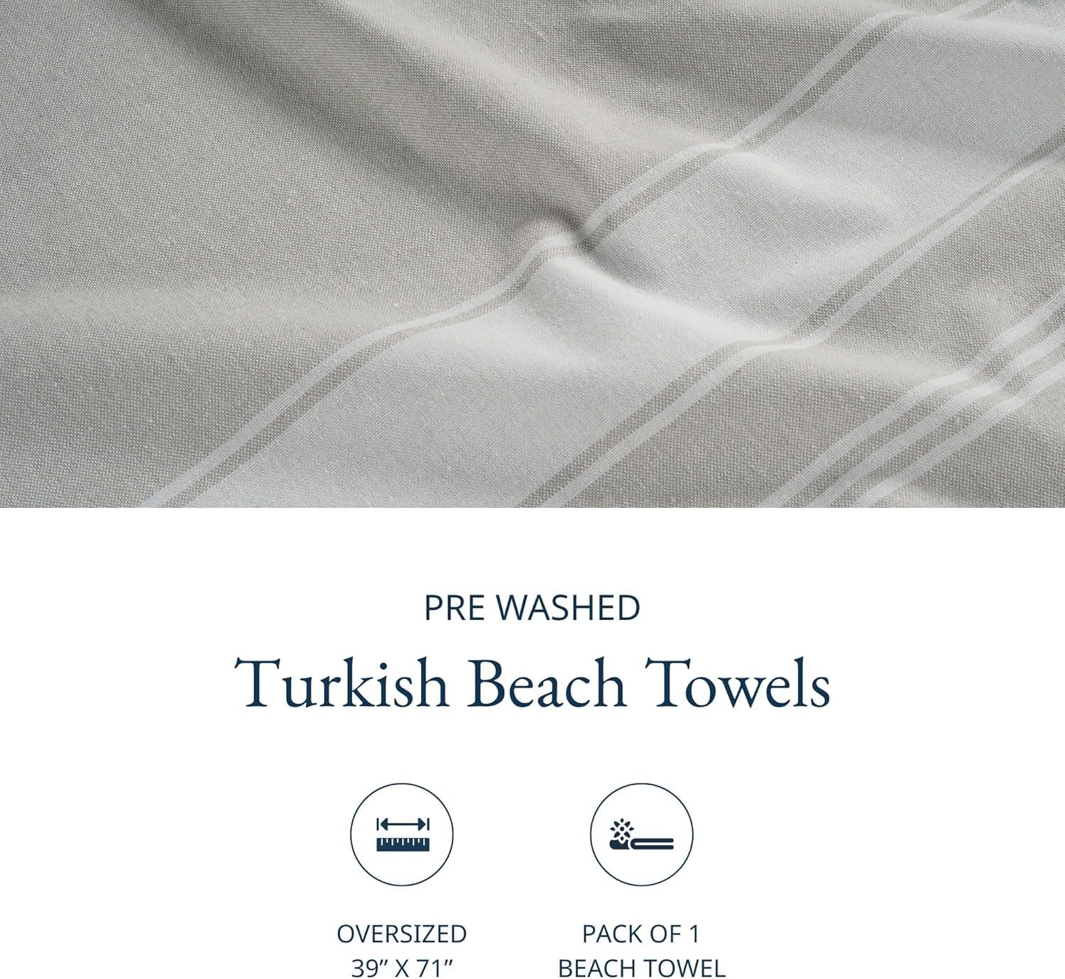 imageLANE LINEN Large Pool Towels XL Beach Towel PreWashed No Shrink Quick Dry Oversized Beach Towels Stylish Beach Towel for Women Sand Free Towel 39quotx71quot GreyGrey