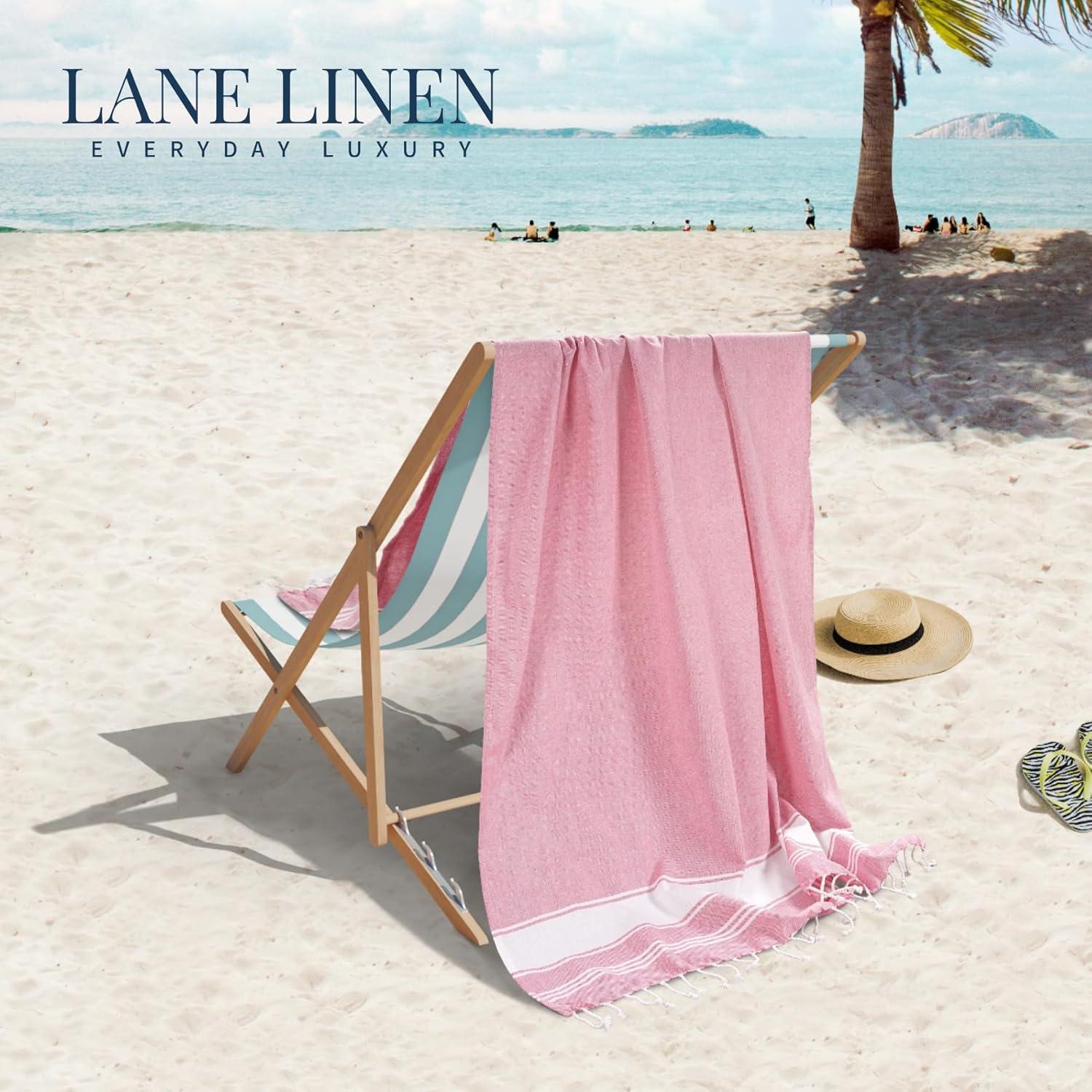 imageLANE LINEN Turkish Beach Towel 2 Pack Oversized Beach Towel 39quotx71quot Beach Essentials for Women Large Pool Towel Absorbent ampamp Quick Dry Sand Free Beach Towel Bird of ParadiseCoastal Bliss