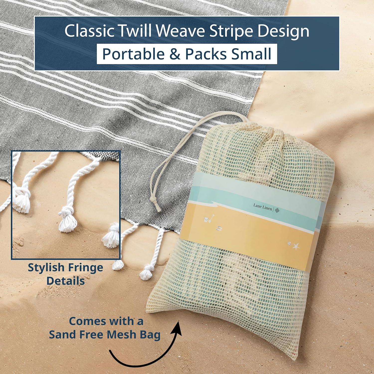 imageLANE LINEN Turkish Beach Towel 2 Pack Oversized Beach Towel 39quotx71quot Beach Essentials for Women Large Pool Towel Absorbent ampamp Quick Dry Sand Free Beach Towel Bird of ParadiseSmokey Black