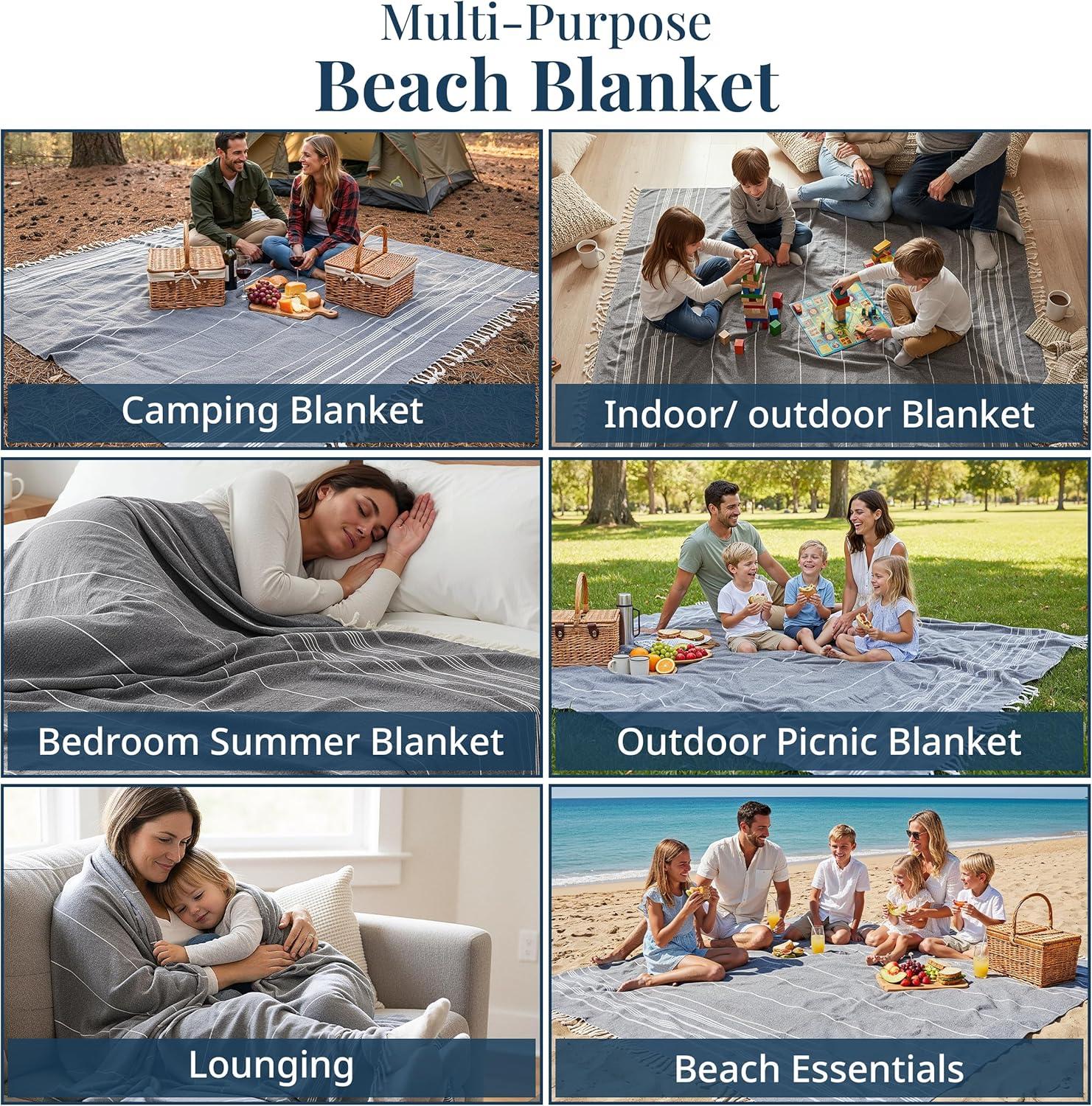 imageLANE LINEN Turkish Beach Towel 2 Pack Oversized Beach Towel 39quotx71quot Beach Essentials for Women Large Pool Towel Absorbent ampamp Quick Dry Sand Free Beach Towel Bird of ParadiseSmokey Black