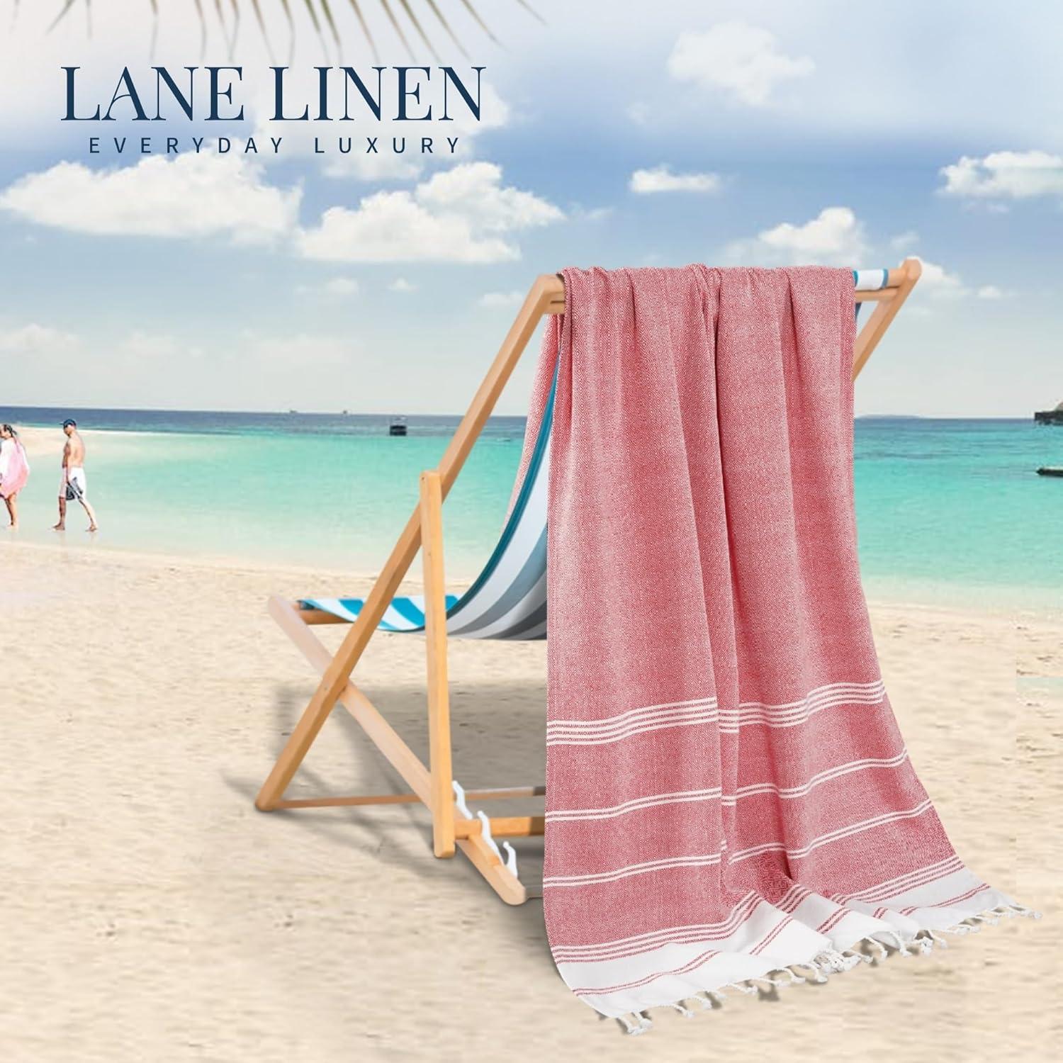 imageLANE LINEN Turkish Beach Towel 2 Pack Oversized Beach Towel 39quotx71quot Beach Essentials for Women Large Pool Towel Absorbent ampamp Quick Dry Sand Free Beach Towel Bird of ParadiseHibiscuss