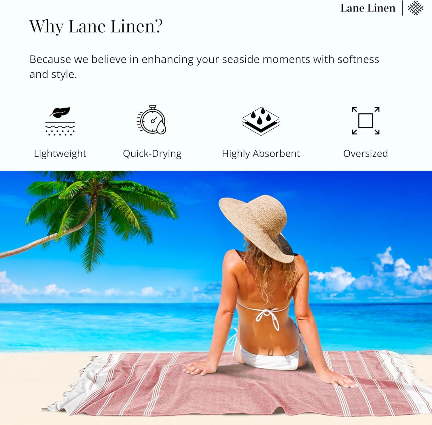 imageLANE LINEN Turkish Beach Towel 2 Pack Oversized Beach Towel 39quotx71quot Beach Essentials for Women Large Pool Towel Absorbent ampamp Quick Dry Sand Free Beach Towel Bird of ParadiseHibiscuss