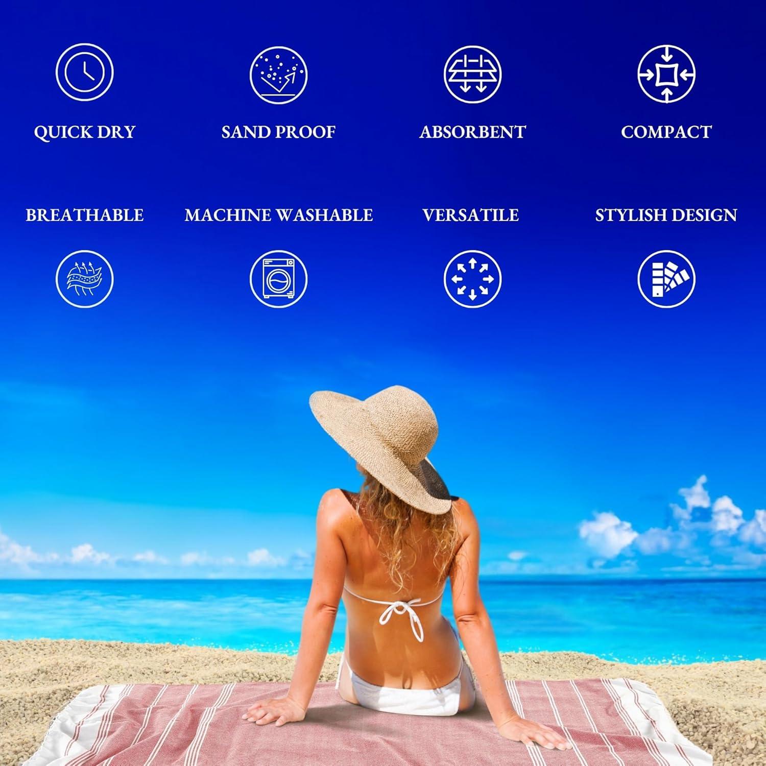 imageLANE LINEN Turkish Beach Towel 2 Pack Oversized Beach Towel 39quotx71quot Beach Essentials for Women Large Pool Towel Absorbent ampamp Quick Dry Sand Free Beach Towel Bird of ParadiseHibiscuss