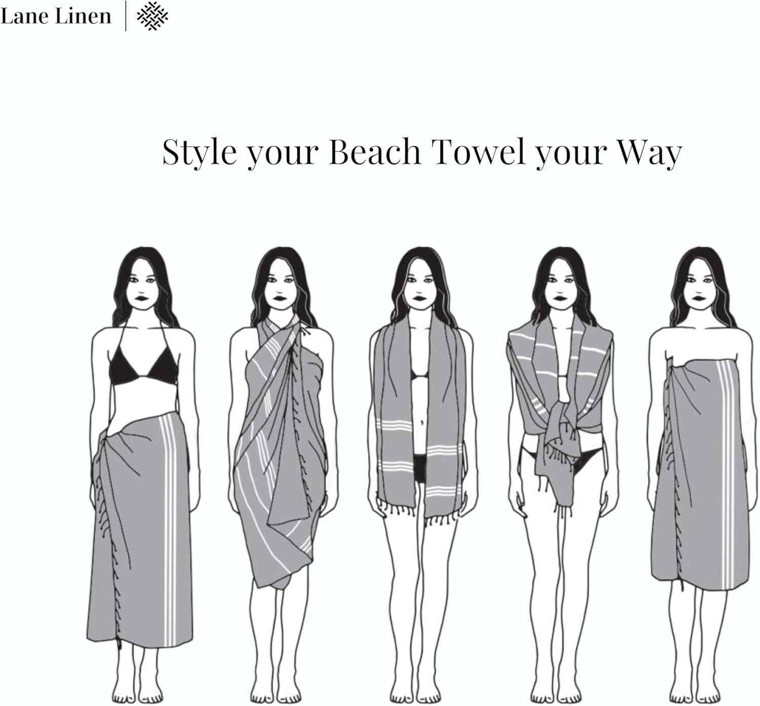 imageLANE LINEN Turkish Beach Towel 2 Pack Oversized Beach Towel 39quotx71quot Beach Essentials for Women Large Pool Towel Absorbent ampamp Quick Dry Sand Free Beach Towel Bird of ParadiseHibiscuss