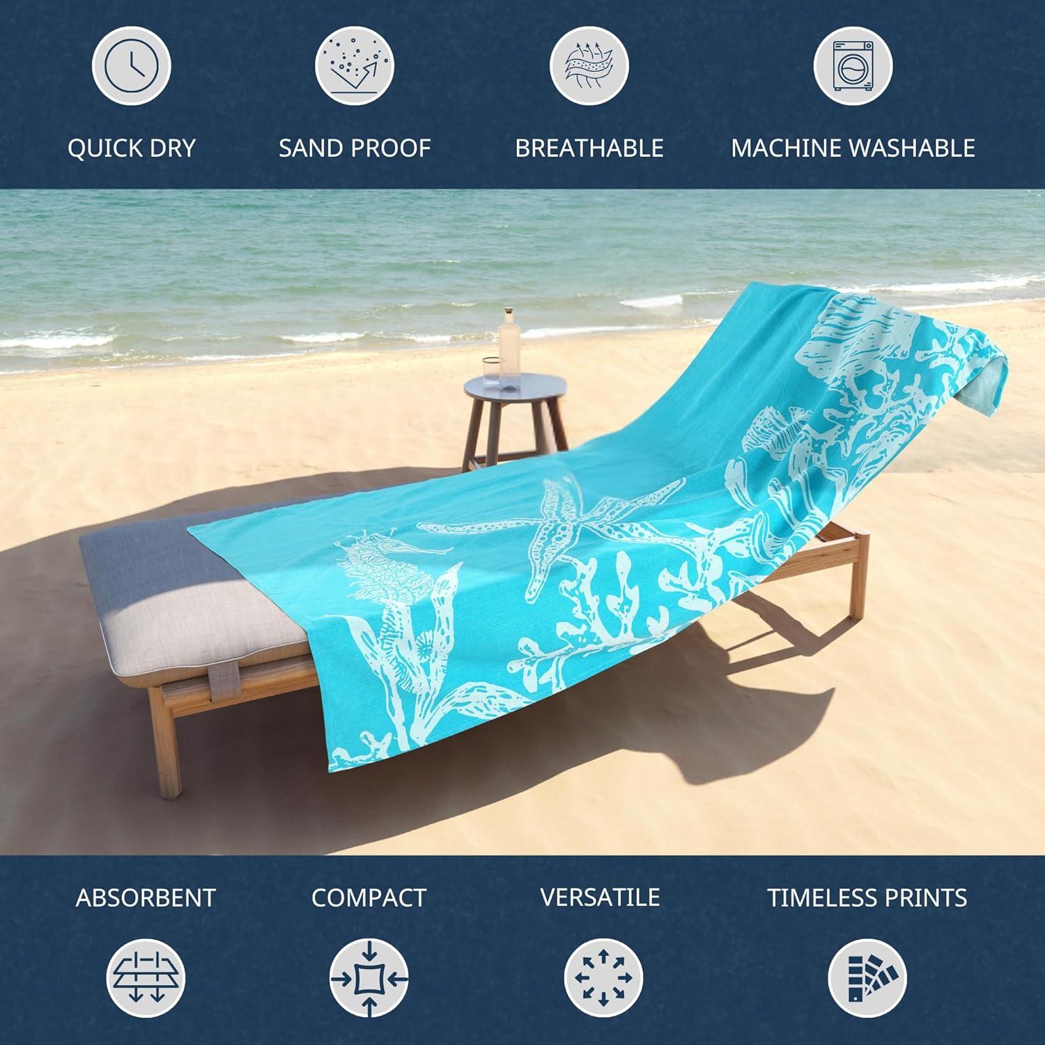 imageLANE LINEN Turkish Beach Towel 2 Pack Oversized Beach Towel 39quotx71quot Beach Essentials for Women Large Pool Towel Absorbent ampamp Quick Dry Sand Free Beach Towel Bird of ParadiseStarfish Serenade