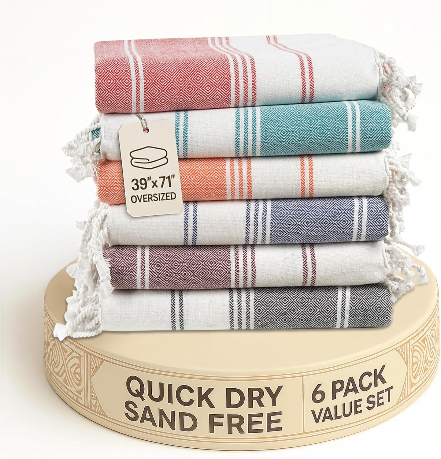 imageLANE LINEN Turkish Beach Towel 2 Pack Oversized Beach Towel 39quotx71quot Beach Essentials for Women Large Pool Towel Absorbent ampamp Quick Dry Sand Free Beach Towel Bird of ParadiseStarfish Serenade