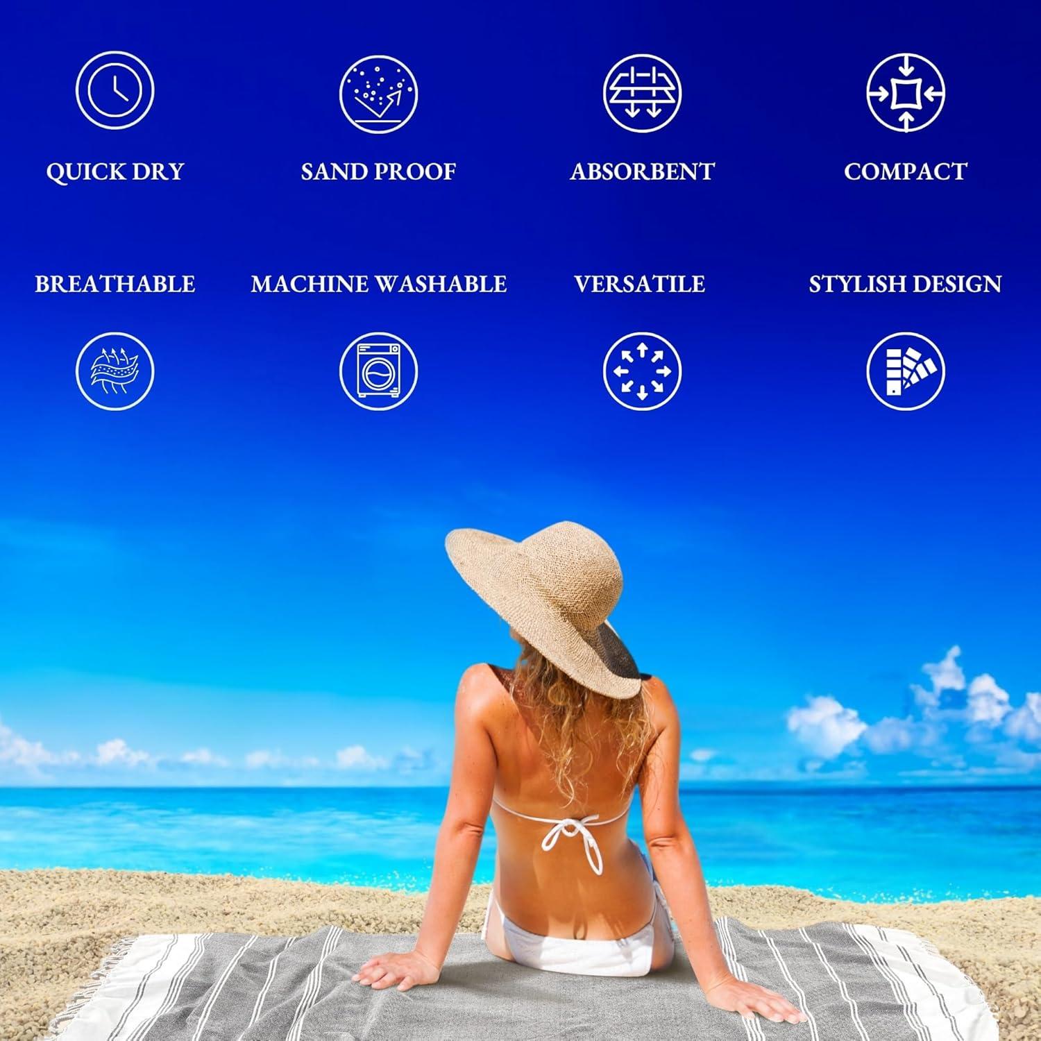 imageLANE LINEN Turkish Beach Towel 2 Pack Oversized Beach Towel 39quotx71quot Beach Essentials for Women Large Pool Towel Absorbent ampamp Quick Dry Sand Free Beach Towel Bird of ParadiseBeach Party