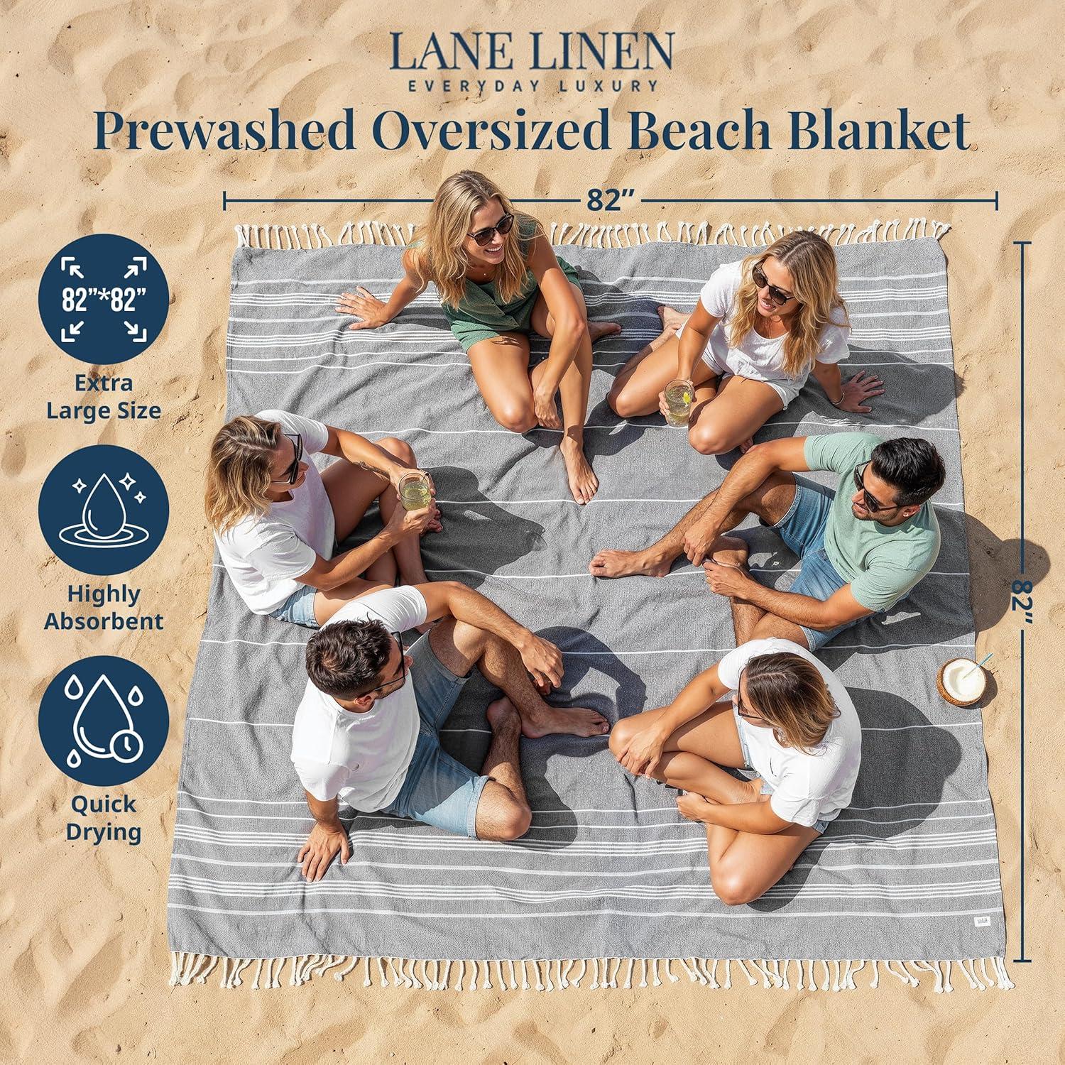 imageLANE LINEN Turkish Beach Towel 2 Pack Oversized Beach Towel 39quotx71quot Beach Essentials for Women Large Pool Towel Absorbent ampamp Quick Dry Sand Free Beach Towel Bird of ParadiseSmokey Black
