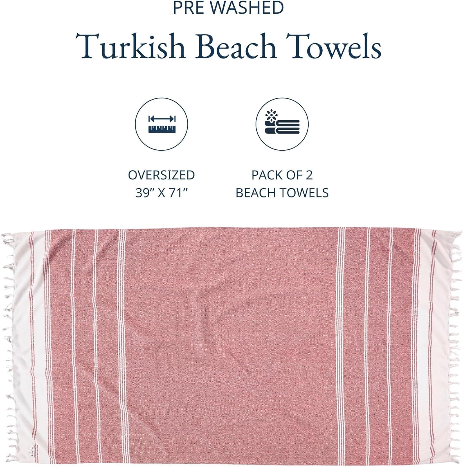 imageLANE LINEN Turkish Beach Towel 2 Pack Oversized Beach Towel 39quotx71quot Beach Essentials for Women Large Pool Towel Absorbent ampamp Quick Dry Sand Free Beach Towel Bird of ParadiseHibiscuss