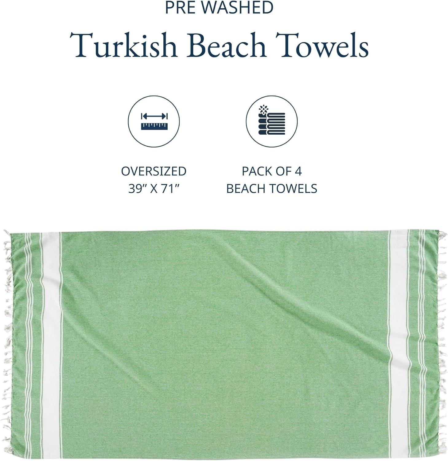imageLANE LINEN Turkish Beach Towel 2 Pack Oversized Beach Towel 39quotx71quot Beach Essentials for Women Large Pool Towel Absorbent ampamp Quick Dry Sand Free Beach Towel Bird of ParadiseJade Green