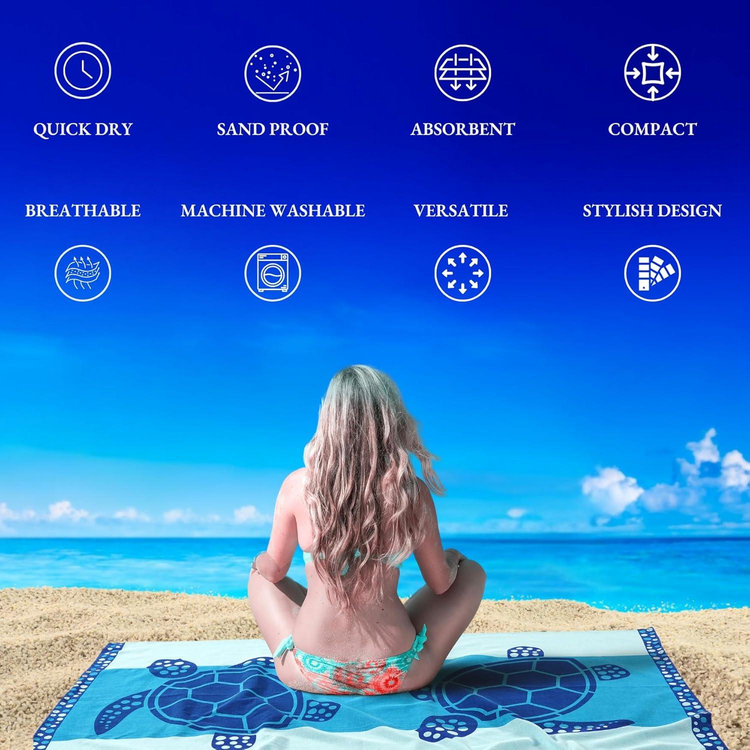 imageLANE LINEN Turkish Beach Towel 2 Pack Oversized Beach Towel 39quotx71quot Beach Essentials for Women Large Pool Towel Absorbent ampamp Quick Dry Sand Free Beach Towel Bird of ParadiseCoastal Bliss